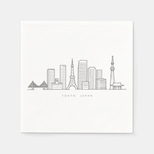 Serviette En Papier Illustration minimaliste de la skyline de Tokyo