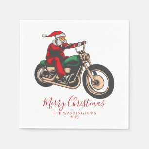 Serviette En Papier Illustration moderne Motorcycliste de Noël Père No