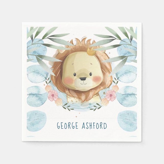 Serviette En Papier Illustration Prince Lion personnalisée (Devant)