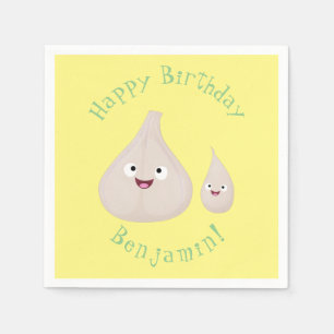 Serviette En Papier Illustration végétale de caricature à l'ail mignon