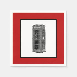 Serviette En Papier Illustration vintage British Phone Booth Travel Ro