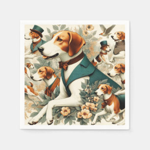 Serviette En Papier Illustration vintage de Foxhound sans joint