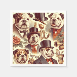 Serviette En Papier Illustration vintage en anglais Bulldog Seamless