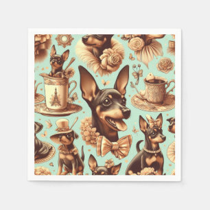 Serviette En Papier Illustration vintage Pinscher sans joint