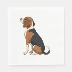 Serviette En Papier Illustration vue arrière du chien Beagle vintage A