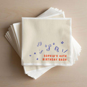 Serviette En Papier Illustrations à main lunaire 40e anniversaire