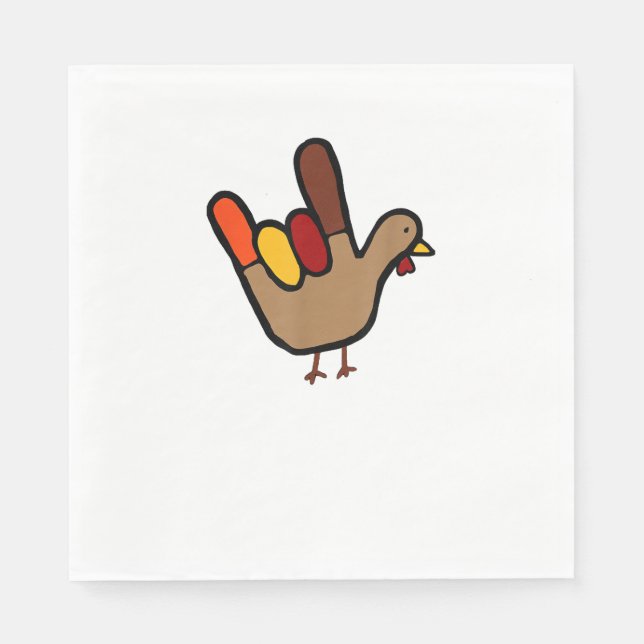 Serviette En Papier ILY Sign Language Main Turkey Thanksgiving Holiday (Devant)