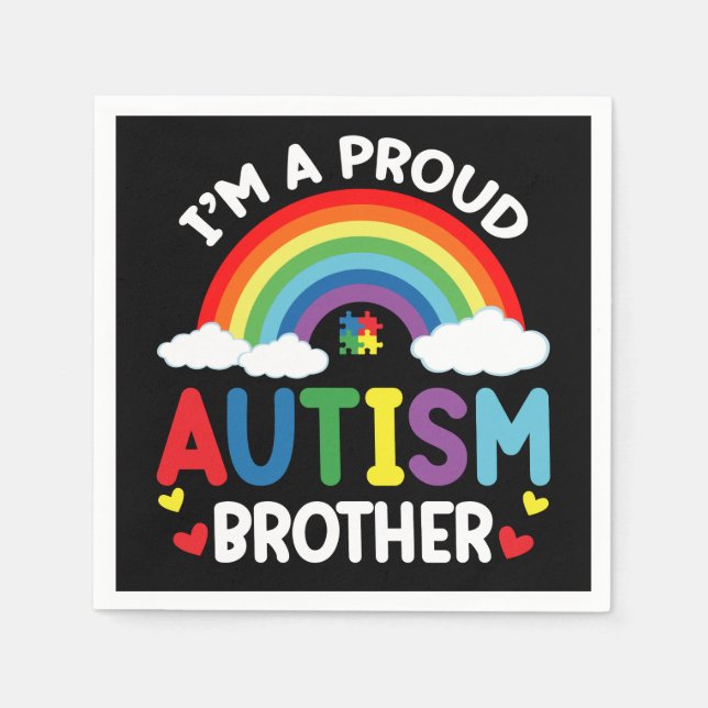 Serviette En Papier I'm A Proud Autism Brother Autism Awareness Month (Devant)