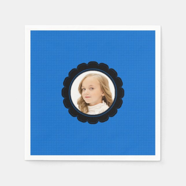 Serviette En Papier Image de remplacement de la fleur noire bleue (Devant)