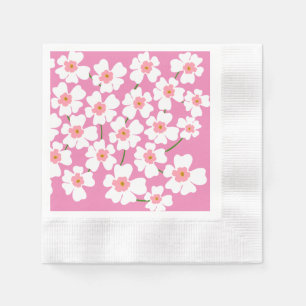 Serviette En Papier Imaginaire blanc Motif de fleurs  rose Mariage