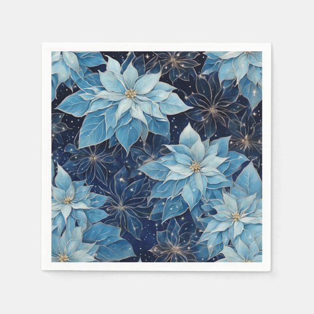 Serviette En Papier Imaginaire bleu Poinsettia (Devant)