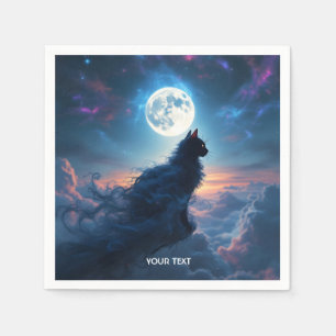 Serviette En Papier Imaginaire Cute Cat Moon Nuages
