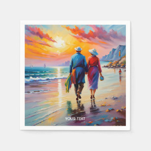 Serviette En Papier Imaginaire Cute Vivid Beach Sunset Love