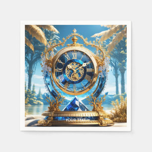 Serviette En Papier Imaginaire Cute Vivid Sapphire Horloge Mer