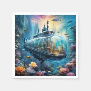 Serviette En Papier Imaginaire Cute Vivid Verre Sous-marin Fleurs