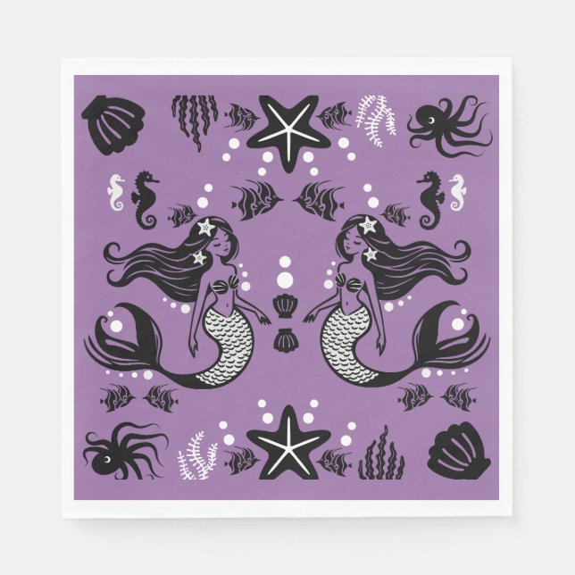 Serviette En Papier Imaginaire de sirène pourpre (Devant)