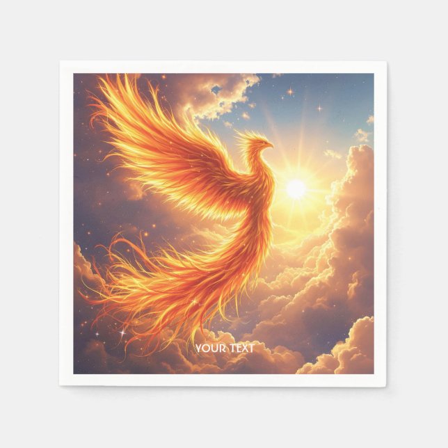 Serviette En Papier Imaginaire Flamme mignonne Phoenix augmente (Devant)