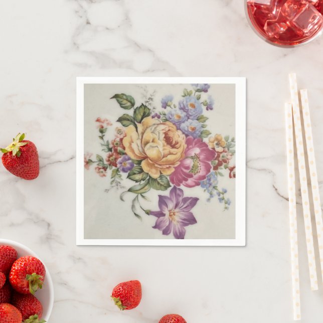 Serviette En Papier Imaginaire floral (En situation)
