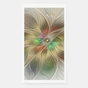 Serviette En Papier Imaginaire Floral Avec Or Moderne Abstrait Fractal