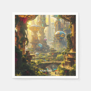 Serviette En Papier Imaginaire Mare Vert Future Ville