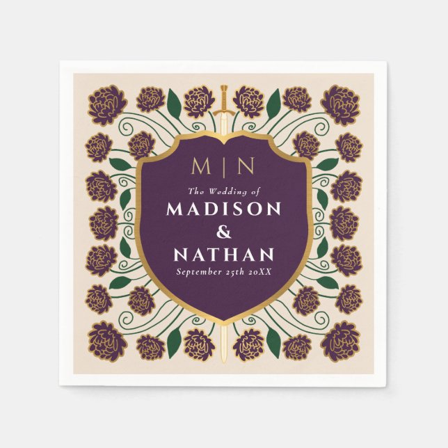 Serviette En Papier Imaginaire médiéval de l'épée et du bouclier Maria (Devant)