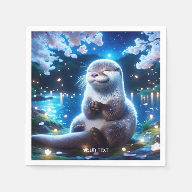 Serviette En Papier Imaginaire Mignonne Bonne Nuit Otter (Devant)