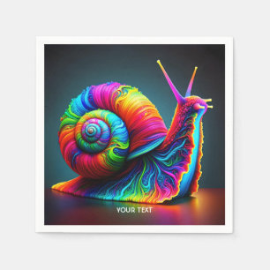 Serviette En Papier Imaginaire Mignonne escargot Beaucoup de couleurs