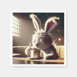Serviette En Papier Imaginaire Mignonne Lapin Boire Café