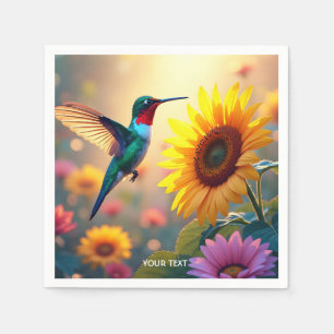 Serviette En Papier Imaginaire Mignonne Oiseau Fleurs de tournesol