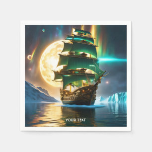 Serviette En Papier Imaginaire mignonne Vivid Sea Ship Moon