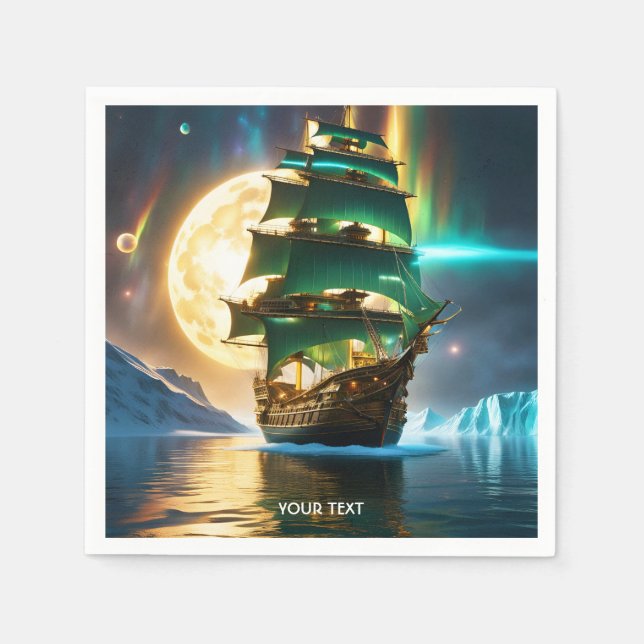Serviette En Papier Imaginaire mignonne Vivid Sea Ship Moon (Devant)