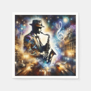 Serviette En Papier Imaginaire musicien de rue mignonne Saxophone