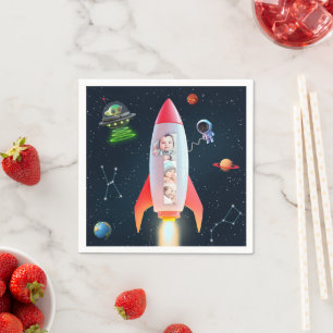 Serviette En Papier Immense Collage photo   1er Anniversaire Rocket Sp