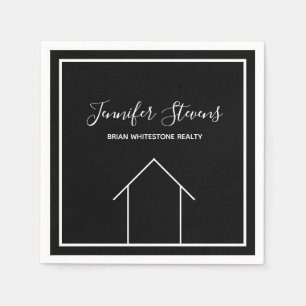 Serviette En Papier Immobilier Open House Black White Marketing