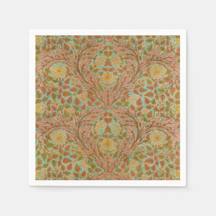 Serviette En Papier Impression botanique victorienne de rose et feuill
