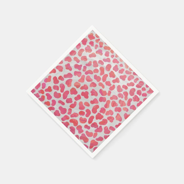 Serviette En Papier Impression dalmate rose et blanc (Coin)