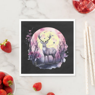 Serviette En Papier Impression de faune et flore artistique cerf natur