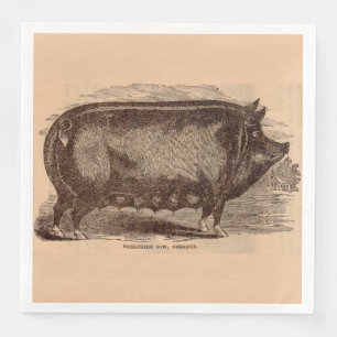 Serviette En Papier Impression de porc du 19e siècle Berkshire semé no