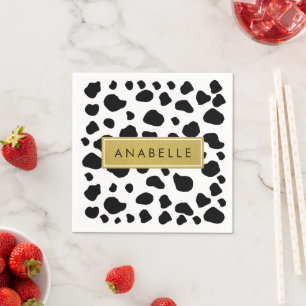 Serviette En Papier Impression De Vache, Spots De Vache, Noir Et Blanc
