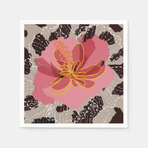 Serviette En Papier Impression Florale Animale Léopard