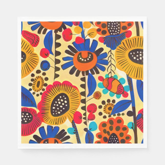 Serviette En Papier Impression florale du patrimoine mexicain (Devant)