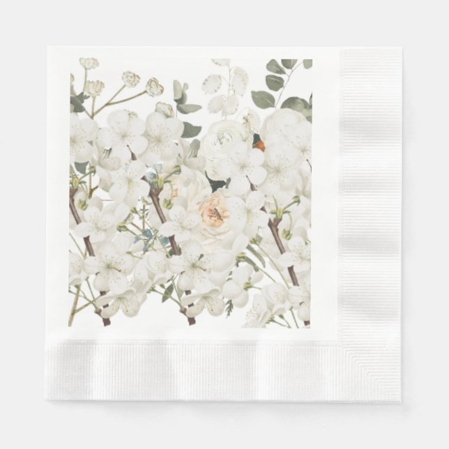 Serviette En Papier Impression florale illustrée à la main (Devant)