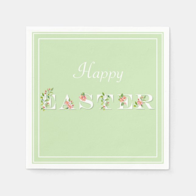 Serviette En Papier Impression florale sur les serviettes Pastel Green (Devant)