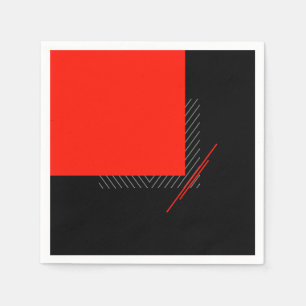 Serviette En Papier Impression géométrique à rayures rouges, noires et