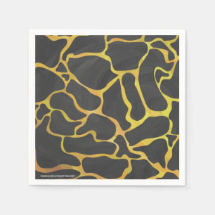 Serviette En Papier Impression Giraffe noir et jaune