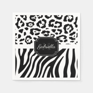 Serviette En Papier Impression Lepard / Impression Zebra