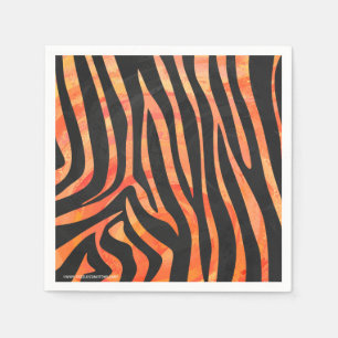 Serviette En Papier Impression noire et orange Zebra