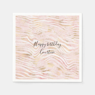 Serviette En Papier Impression Zebra Or Glam Rose
