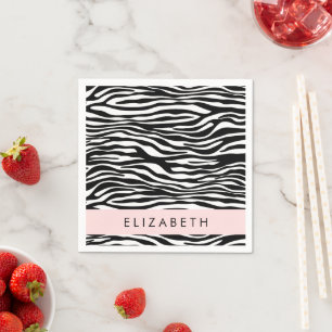 Serviette En Papier Impression Zèbre, Grilles, Noir Et Blanc, Votre No