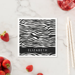 Serviette En Papier Impression Zèbre, Grilles, Noir Et Blanc, Votre No